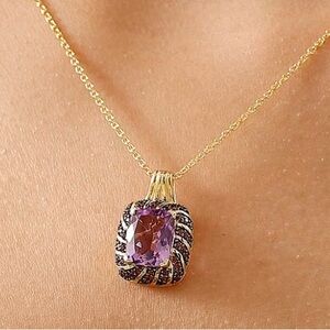 Moroccan Rose Amethyst & Mozambique Garnet Royal Mystique Necklace in 18k Yellow
